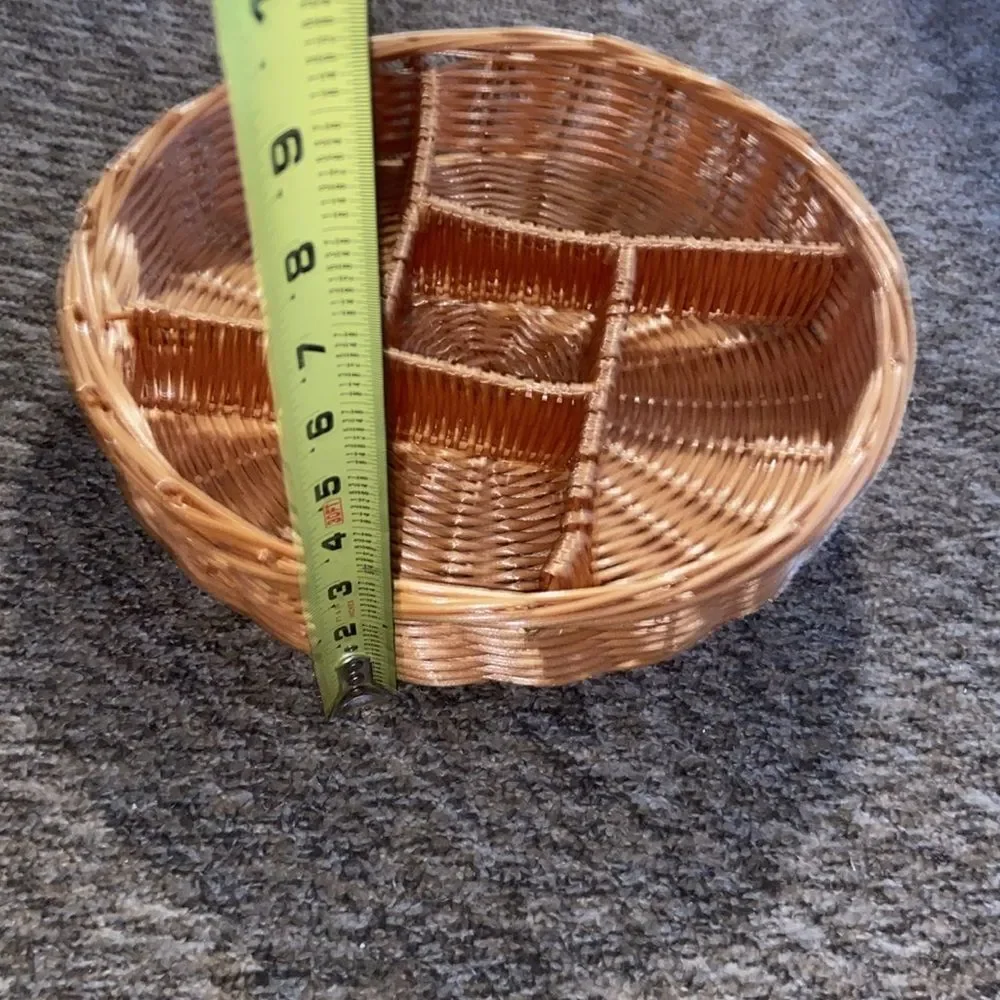 VTG,Rustic Tan Wicker Bin Rattan Organizer Basket Home Decor